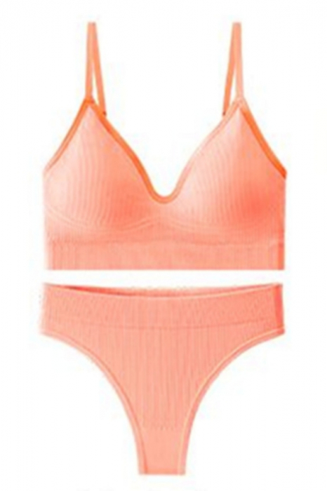 Set 2 piese lenjerie intima, bustiera push-up si chiloti brazilieni XXP-777portocaliu [3]