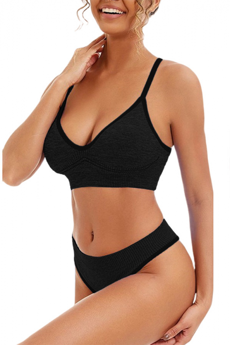 Set 2 piese lenjerie intima, bustiera push-up si chiloti brazilieni XXP-777negru [2]