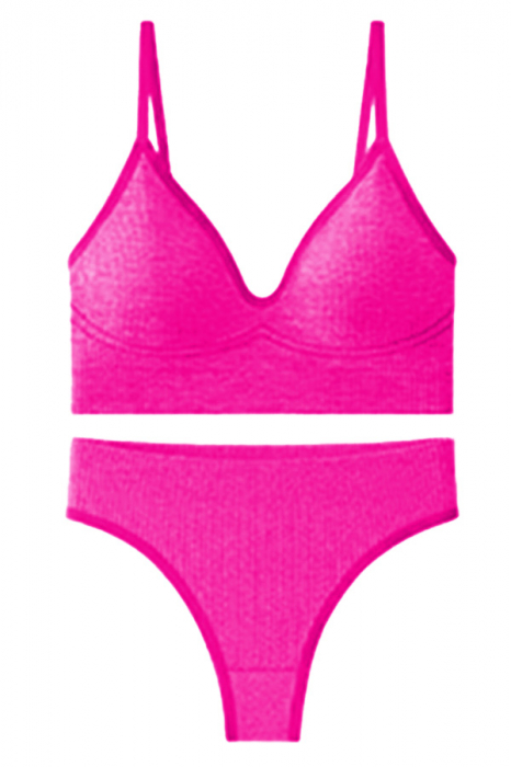 Set 2 piese lenjerie intima, bustiera push-up si chiloti brazilieni XXP-777roz [3]