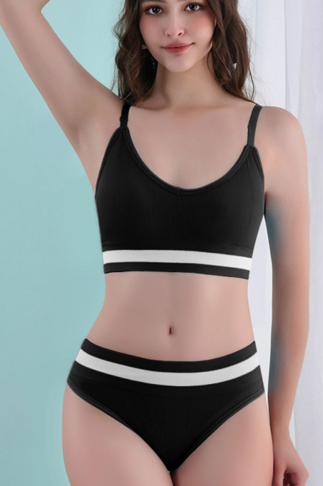 Set 2 piese lenjerie intima, bustiera push-up si chiloti brazilieni XBX-8880negru [6]