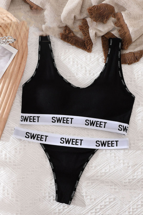 Set 2 piese lenjerie intima, bustiera push-up si chiloti tanga XBX-8863negru [2]