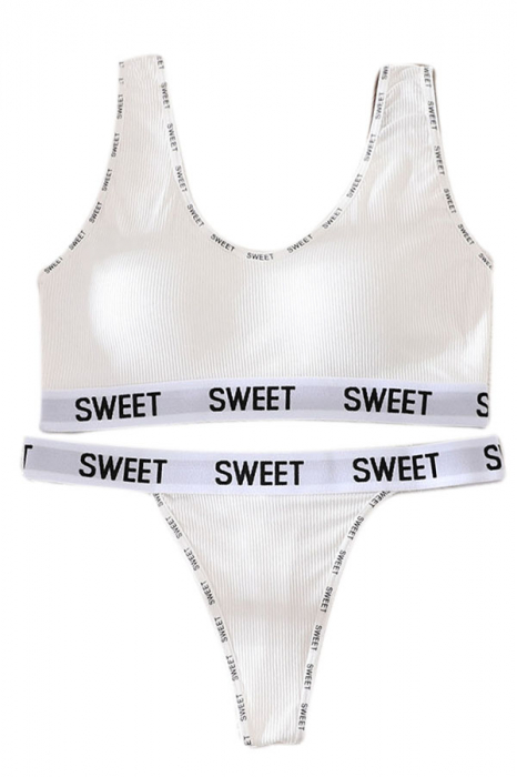Set 2 piese lenjerie intima, bustiera push-up si chiloti tanga XBX-8863alb [1]