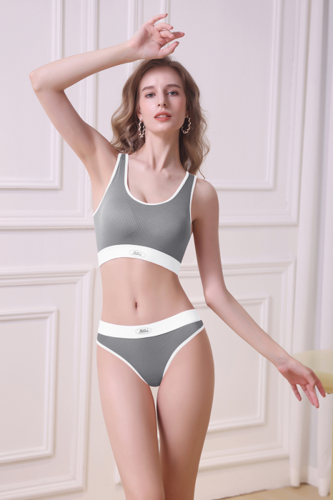 Set 2 piese lenjerie intima, bustiera push-up si chiloti tanga XXP-2314gri [3]