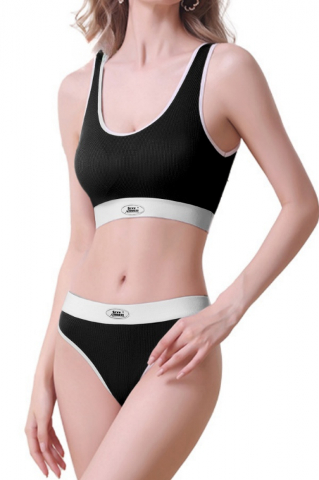 Set 2 piese lenjerie intima, bustiera push-up si chiloti tanga XXP-2314negru [6]