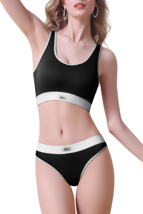 Set 2 piese lenjerie intima, bustiera push-up si chiloti tanga XXP-2314negru [7]