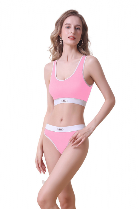 Set 2 piese lenjerie intima, bustiera push-up si chiloti tanga XXP-2314roz [1]