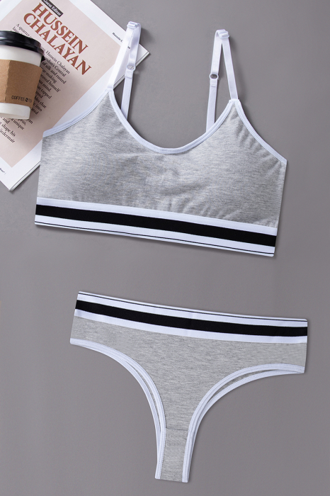 Set 2 piese lenjerie intima, bustiera push-up si chiloti brazilieni XXP-1456gri [4]