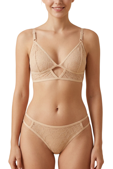 Set 2 piese lenjerie intima cu dantela, top si chiloti brazilieni MG-7308bej [4]
