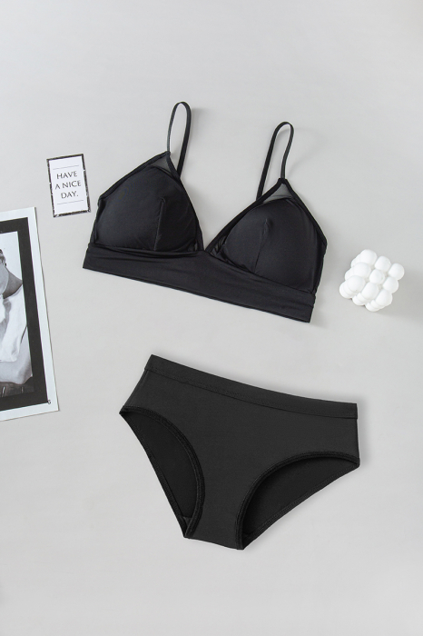 Set 2 piese lenjerie intima, sutien push-up si chiloti brazilieni XXP-1445negru [4]