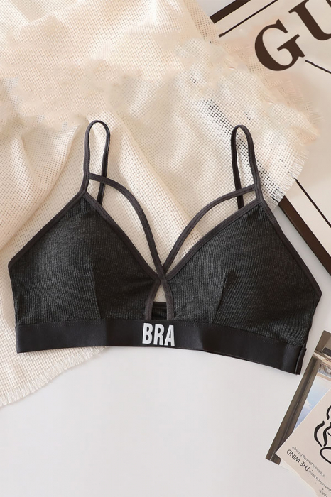Set 2 piese lenjerie intima, sutien push-up si chiloti tanga XBX-8827gri inchis [3]