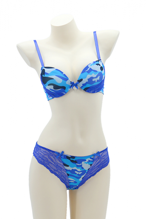 Set 2 piese lenjerie intima, sutien si chiloti brazilieni 35669albastru [1]