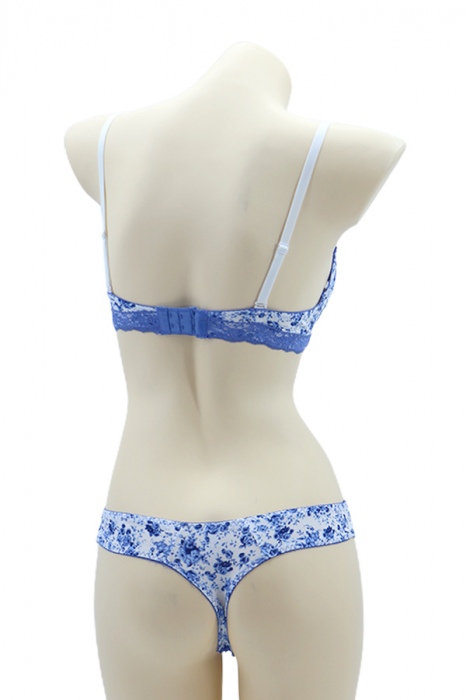 Set 2 piese lenjerie intima, sutien si chiloti tanga 35687albastru [2]