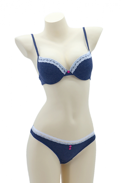 Set 2 piese lenjerie intima, sutien si chiloti tanga 35696bleumarin [1]