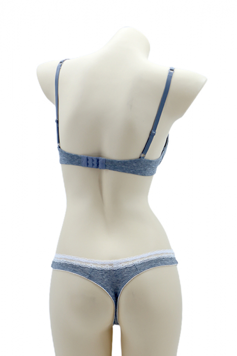 Set 2 piese lenjerie intima, sutien si chiloti tanga 35696gri deschis [2]