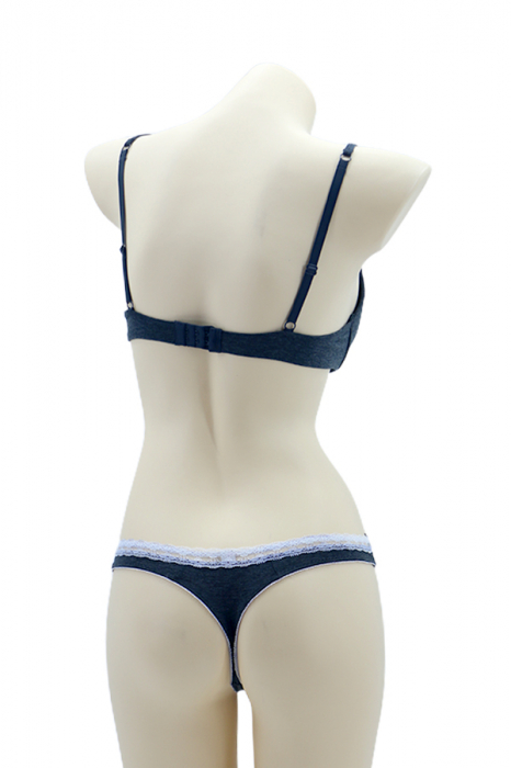 Set 2 piese lenjerie intima, sutien si chiloti tanga 35696gri inchis [2]