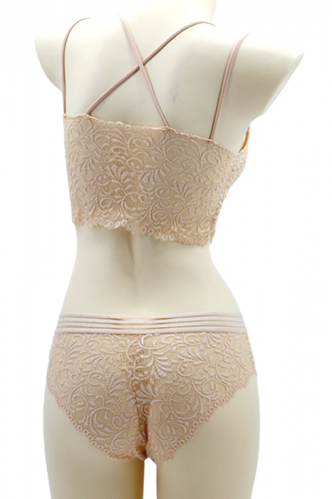 Set 2 piese lenjerie intima, top si chiloti brazilieni SMT8837crem [2]