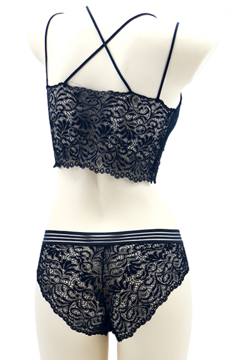 Set 2 piese lenjerie intima, top si chiloti brazilieni SMT8837negru [2]