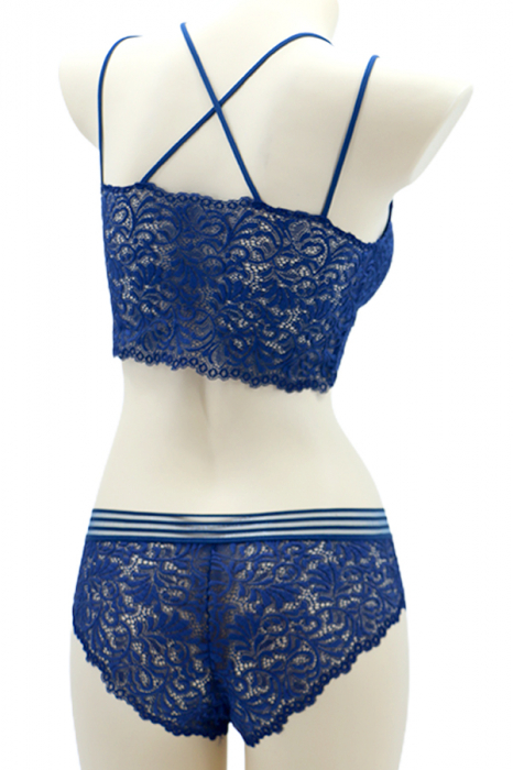 Set 2 piese lenjerie intima, top si chiloti brazilieni SMT8837bleumarin [2]