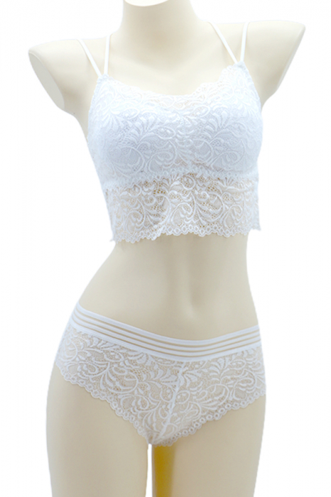 Set 2 piese lenjerie intima, top si chiloti brazilieni SMT8837alb [1]