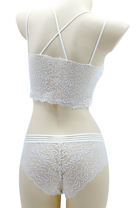 Set 2 piese lenjerie intima, top si chiloti brazilieni SMT8837alb [2]