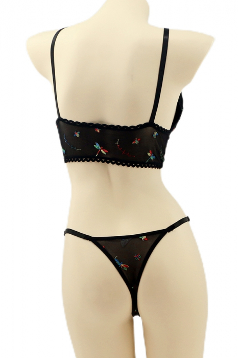 Set 2 piese lenjerie intima, top si chiloti tanga YAN-K5530negru [2]