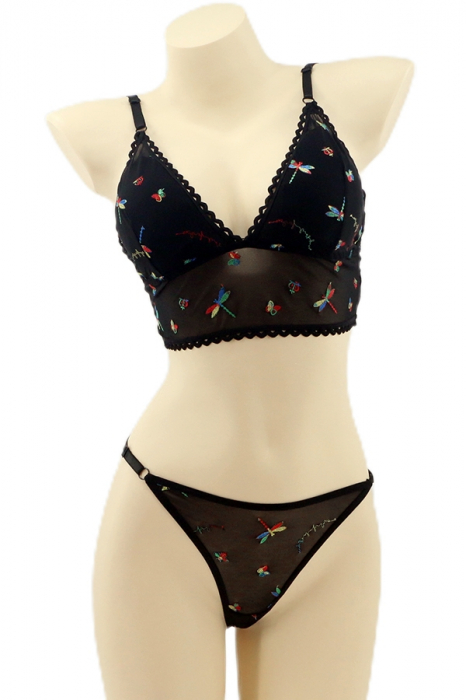 Set 2 piese lenjerie intima, top si chiloti tanga YAN-K5530negru [1]