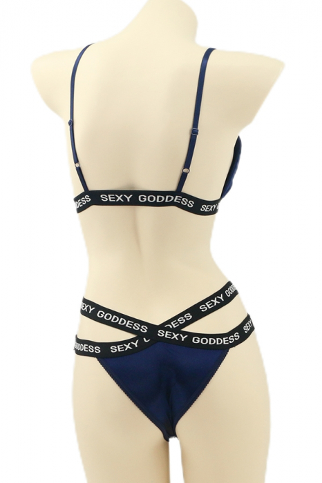 Set 2 piese lenjerie intima, top si chiloti brazilieni YAN-268bleumarin [2]