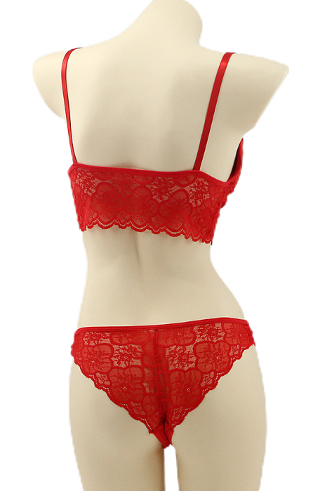 Set 2 piese lenjerie intima, top si chiloti brazilieni YAN-1198rosu [2]