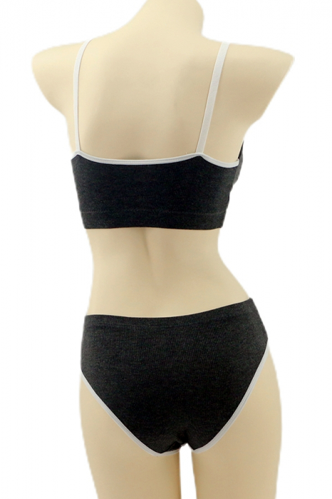 Set 2 piese lenjerie intima, top si chiloti clasici YAN-8815gri inchis [2]
