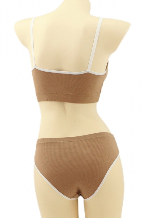 Set 2 piese lenjerie intima, top si chiloti clasici YAN-8815maro [2]