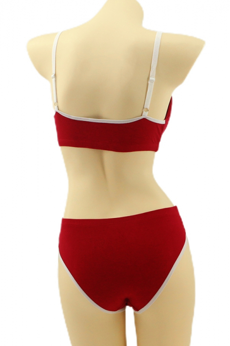 Set 2 piese lenjerie intima, top si chiloti clasici YAN-8815visiniu [2]