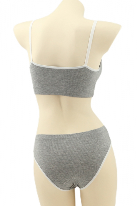 Set 2 piese lenjerie intima, top si chiloti clasici YAN-8815gri deschis [2]