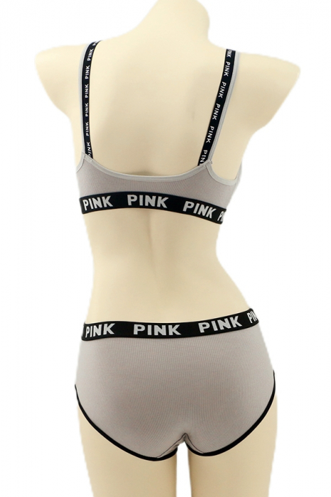 Set 2 piese lenjerie intima, top si chiloti clasici YAN-8876gri [2]