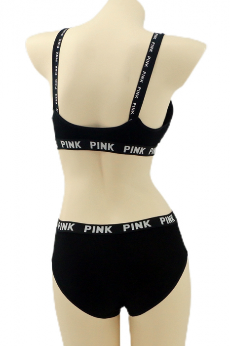 Set 2 piese lenjerie intima, top si chiloti clasici YAN-8876negru [2]
