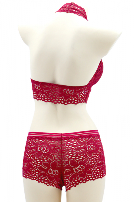 Set 2 piese lenjerie intima, top si chiloti SMT8839visiniu [2]