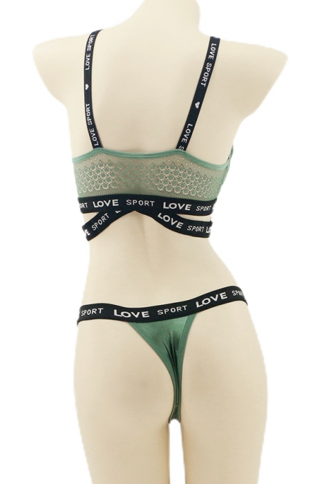 Set 2 piese lenjerie intima, top si chiloti tanga YAN-005verde [2]