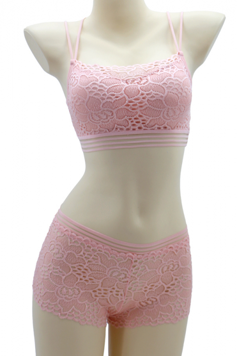 Set 2 piese lenjerie intima, top si chiloti SMT8855roz [1]