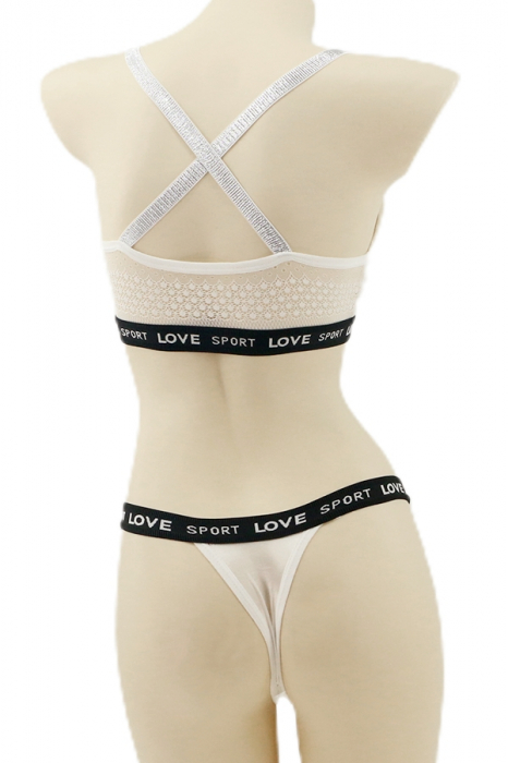 Set 2 piese lenjerie intima, top si chiloti tanga YAN-006alb [2]