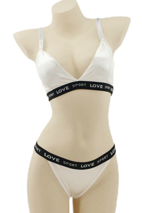 Set 2 piese lenjerie intima, top si chiloti tanga YAN-006alb [1]