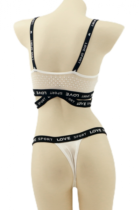 Set 2 piese lenjerie intima, top si chiloti tanga YAN-005alb [2]
