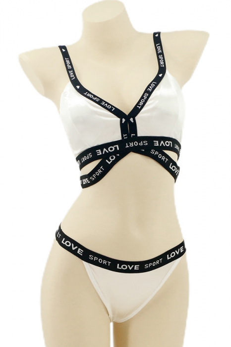 Set 2 piese lenjerie intima, top si chiloti tanga YAN-005alb [1]