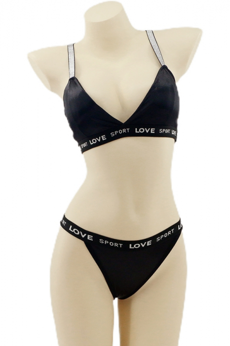 Set 2 piese lenjerie intima, top si chiloti tanga YAN-006negru [1]