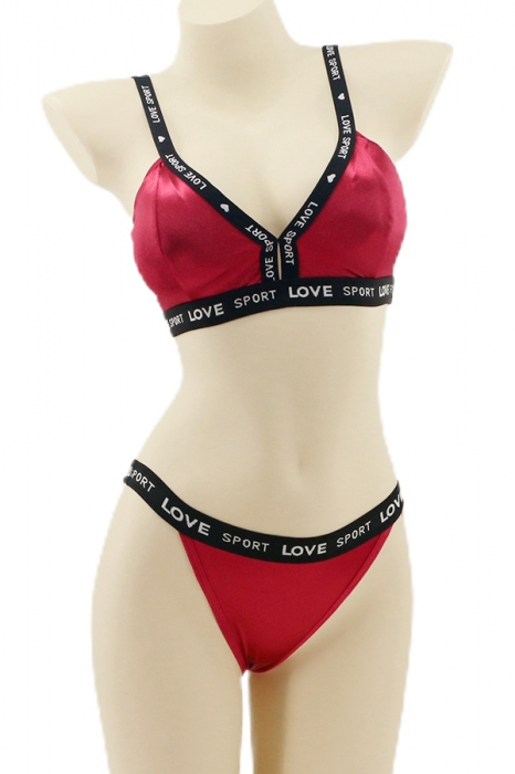 Set 2 piese lenjerie intima, top si chiloti tanga YAN-006visiniu [1]