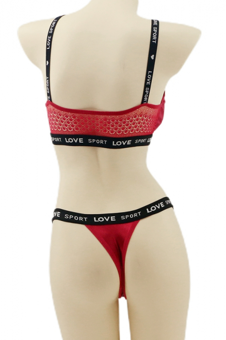 Set 2 piese lenjerie intima, top si chiloti tanga YAN-006visiniu [2]