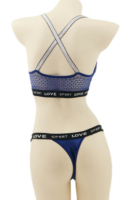 Set 2 piese lenjerie intima, top si chiloti tanga YAN-006bleumarin [2]
