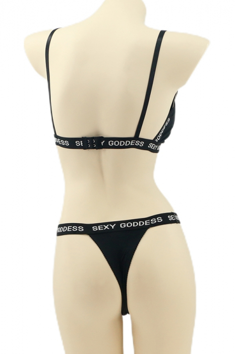 Set 2 piese lenjerie intima, top si chiloti tanga YAN-186negru [2]