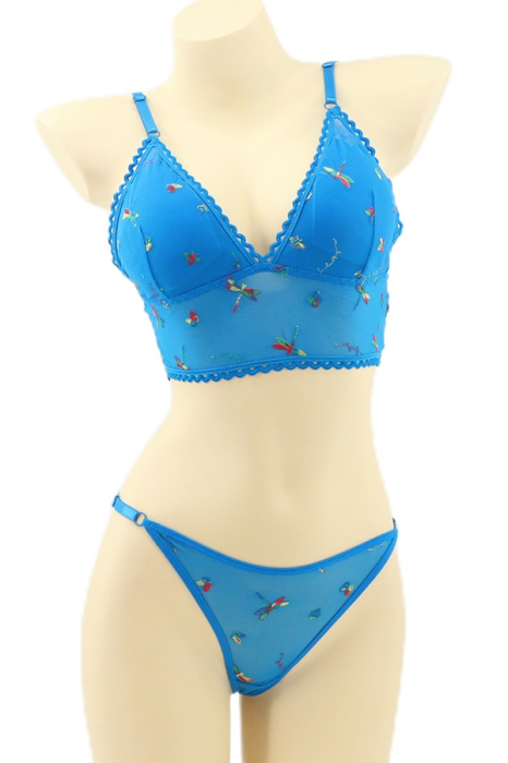 Set 2 piese lenjerie intima, top si chiloti tanga YAN-K5530albastru [1]