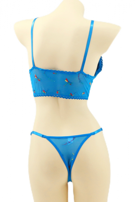 Set 2 piese lenjerie intima, top si chiloti tanga YAN-K5530albastru [2]