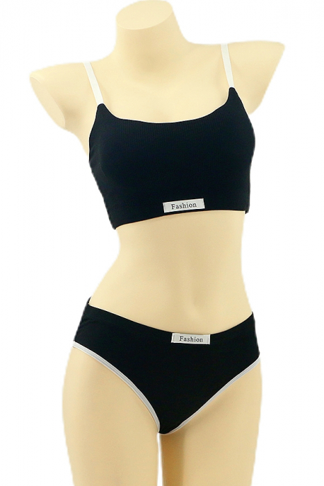 Set 2 piese lenjerie intima, top si chiloti clasici YAN-8815negru [1]