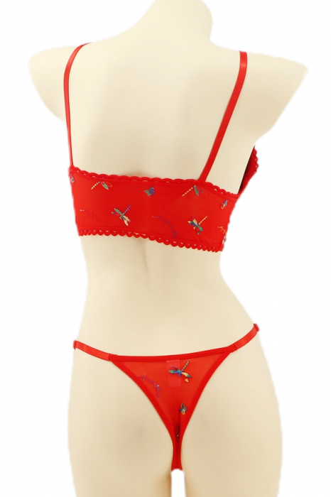 Set 2 piese lenjerie intima, top si chiloti tanga YAN-K5530rosu [2]